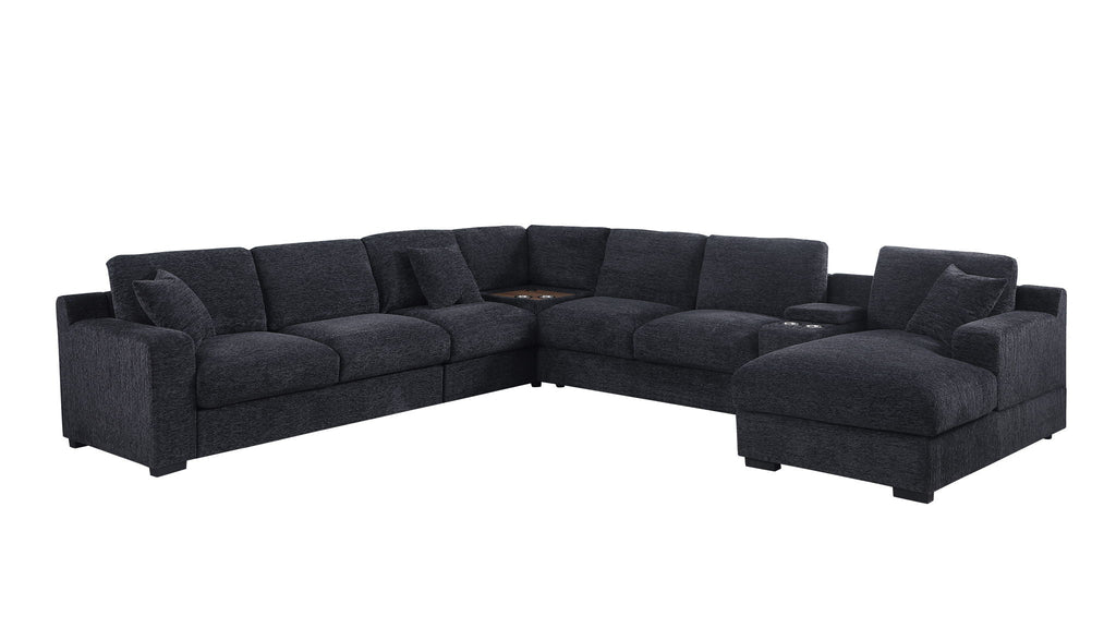 Celine - Fabric Corner Sectional Sofa With Right-Facing Chaise, Cupholders, And Charging Ports