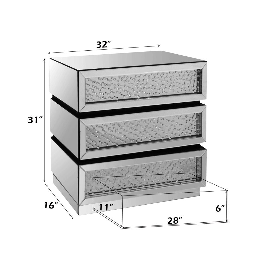 Nysa - Console Cabinet - Mirrored & Faux Crystals
