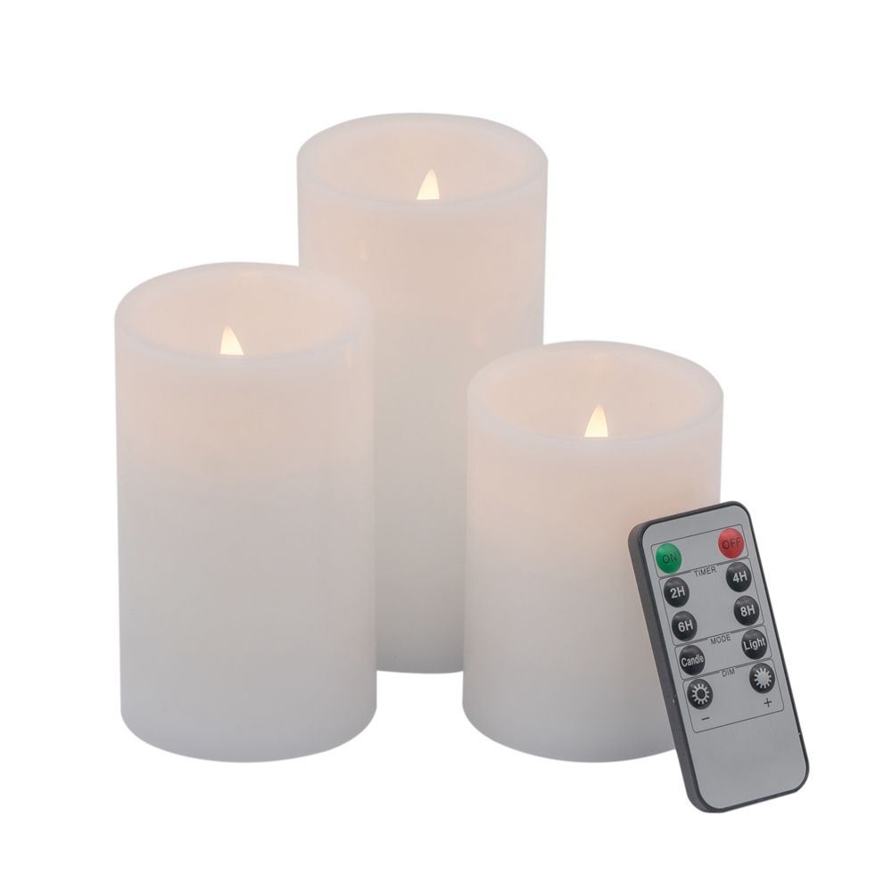 LED Candles With Remote Timer (Set of 3) - White