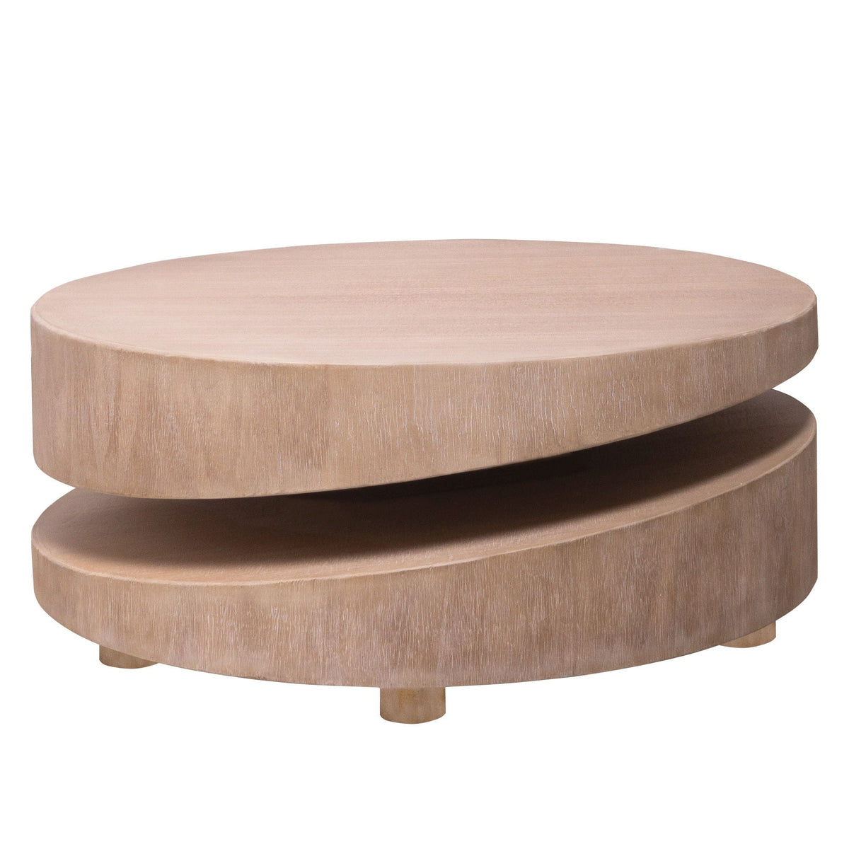 Modern Round Wood Coffee Table, Accent Table For Living Room - Antique Natural / Natural / Rustic