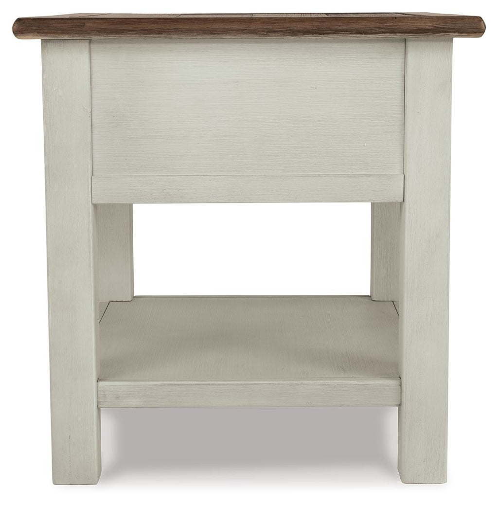 Bolanburg - Rectangular End Table - White / Brown / Beige
