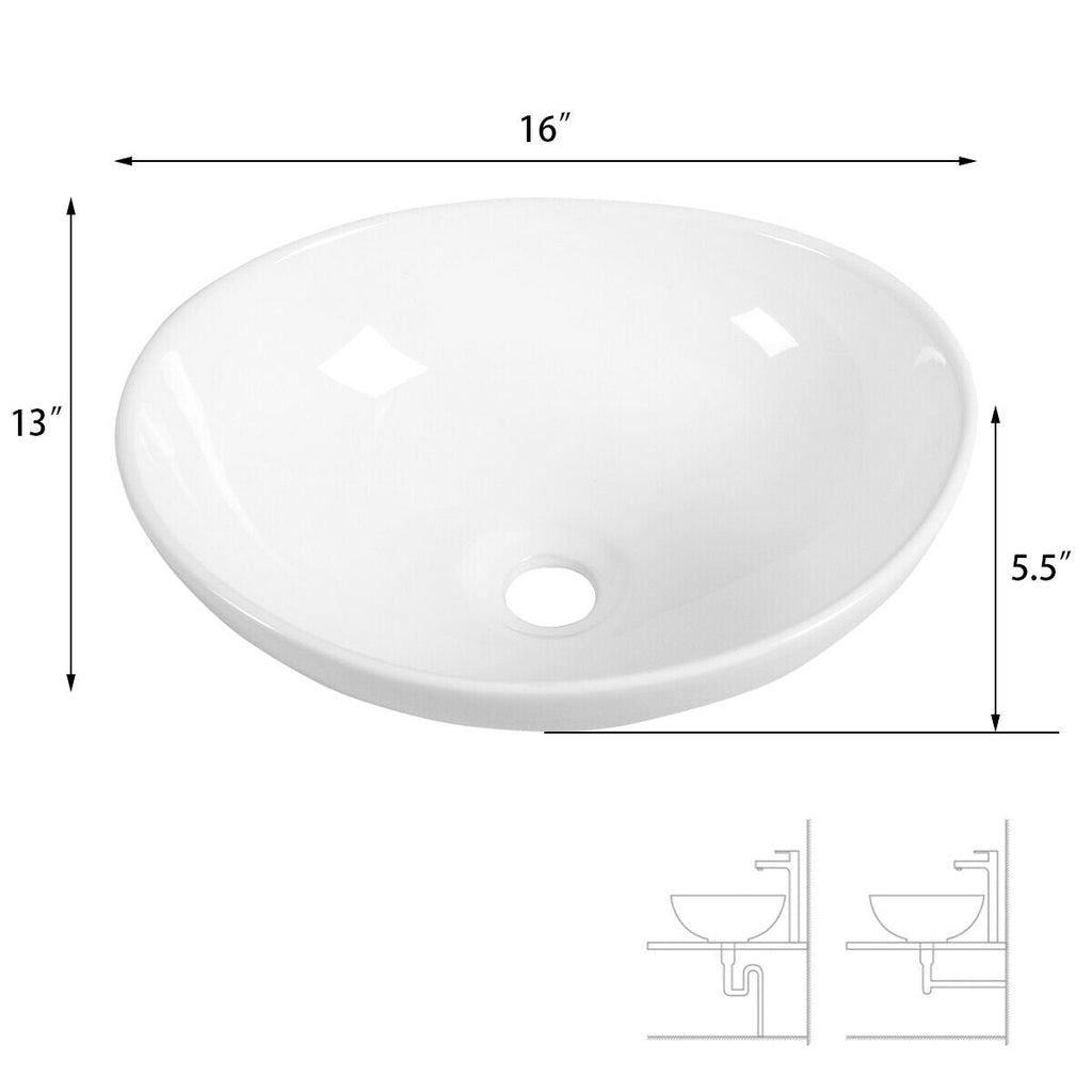 Oval Bathroom Basin Ceramic Vessel Sink
