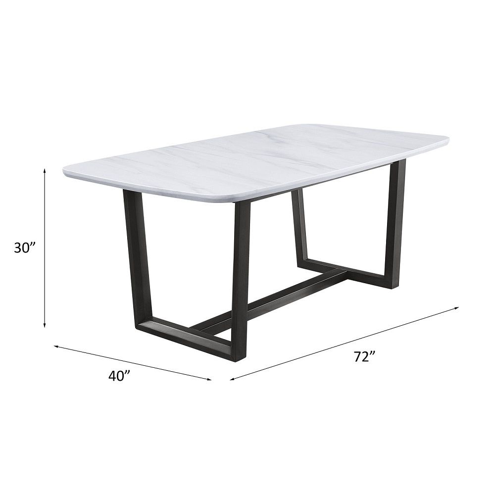 Madan - Dining Table With Marble Top - Marble Top & Weathered Gray