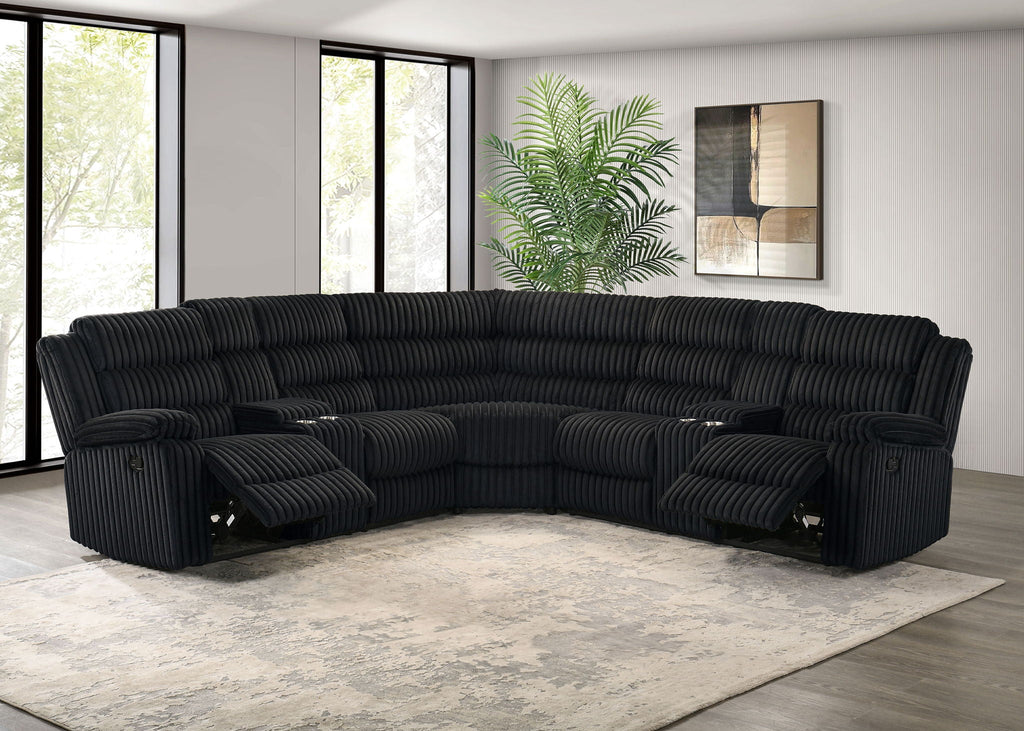 Atkinson Upholstered Reclining Sectional Sofa Black