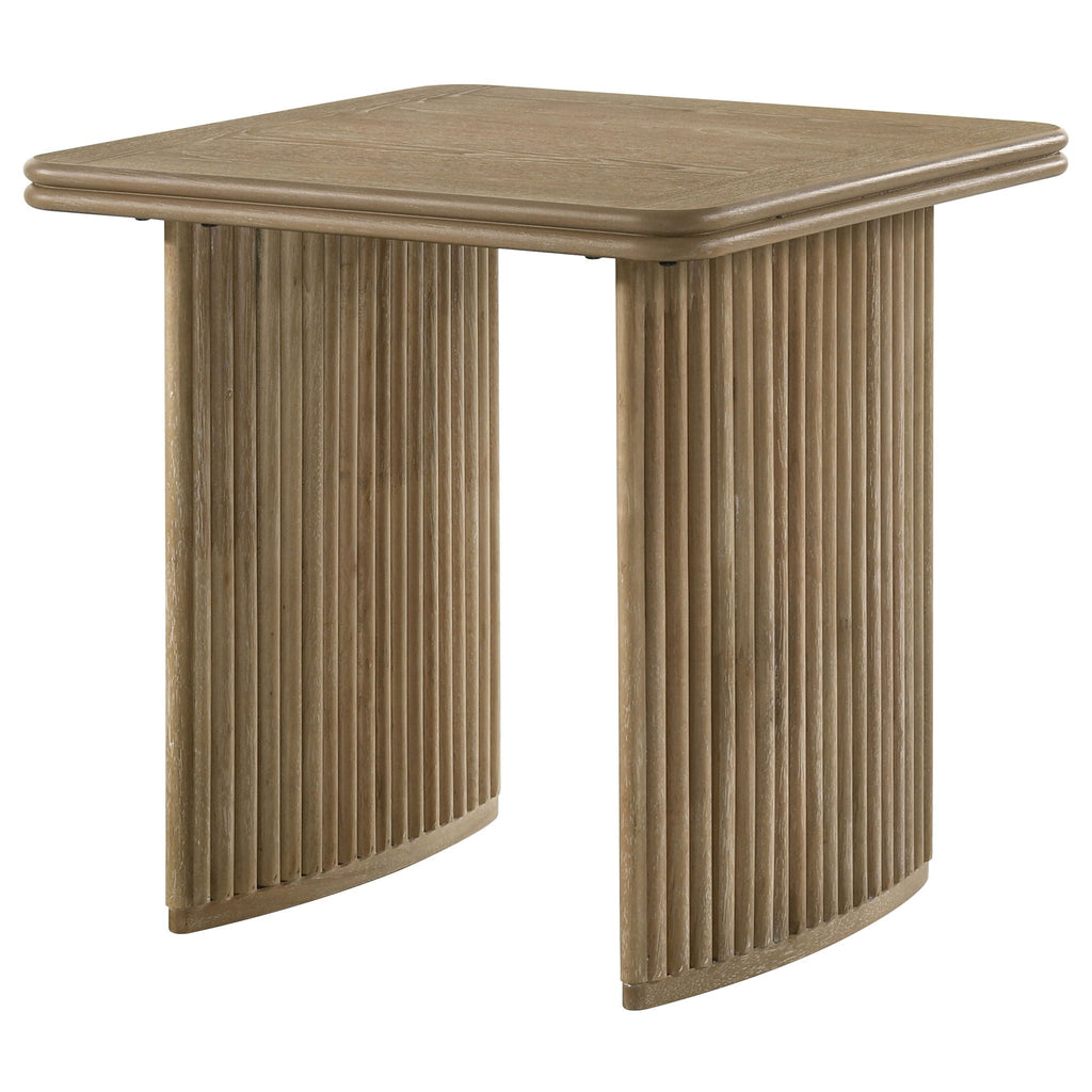 Adina Square Wood Side End Table Distressed Light Brown
