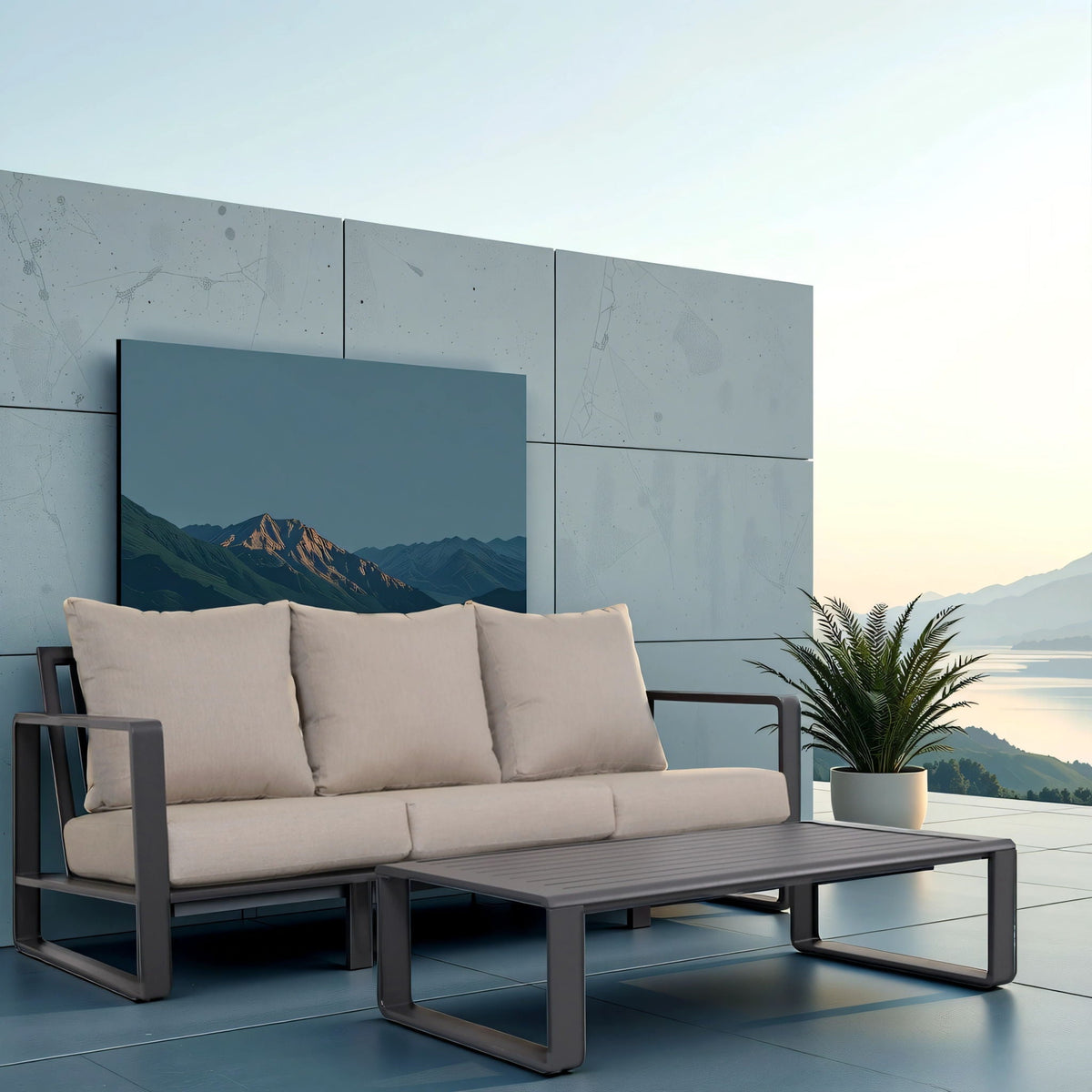 Durable Sofa With Rectangular Coffee Table