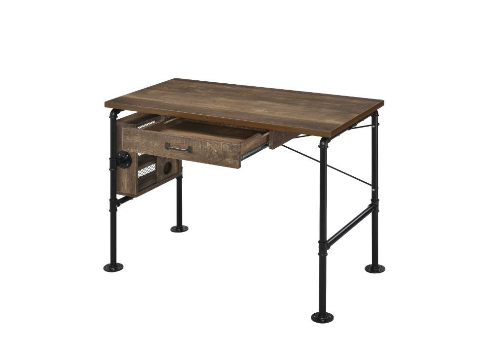 Endang - Writing Desk - Weathered Oak & Black