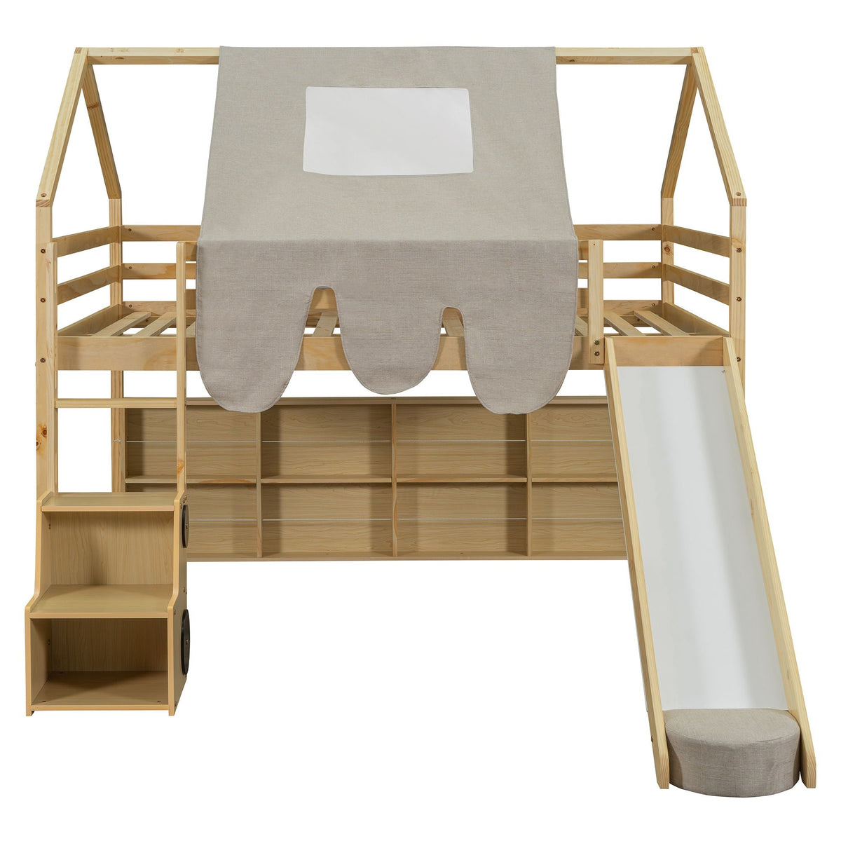 Loft Bed With House Shaped Frame And Tent