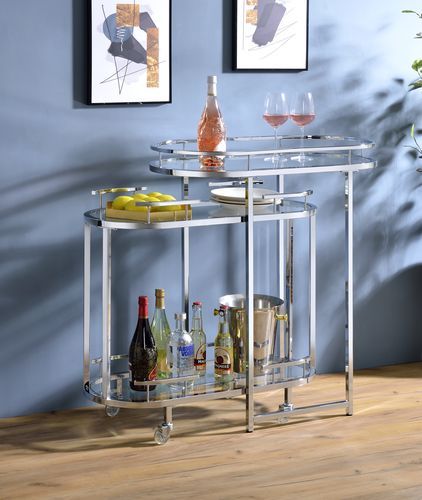 Piffo - Serving Cart Set - Clear Glass & Chrome