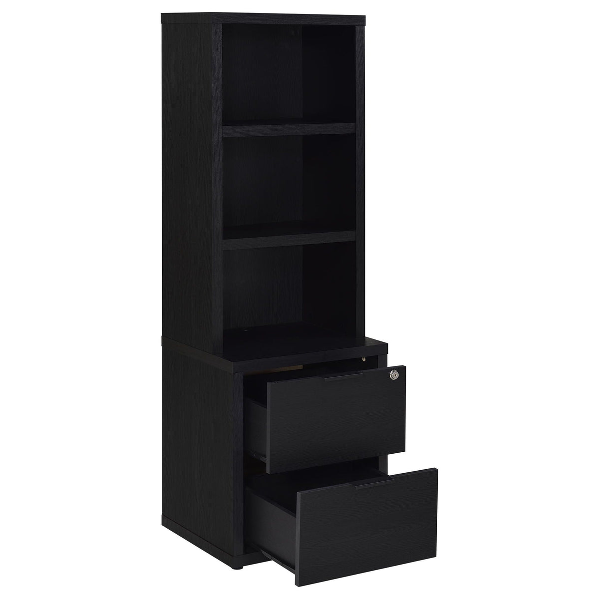 Westpark 3-shelf Bookcase USB and Lockable Drawer Black