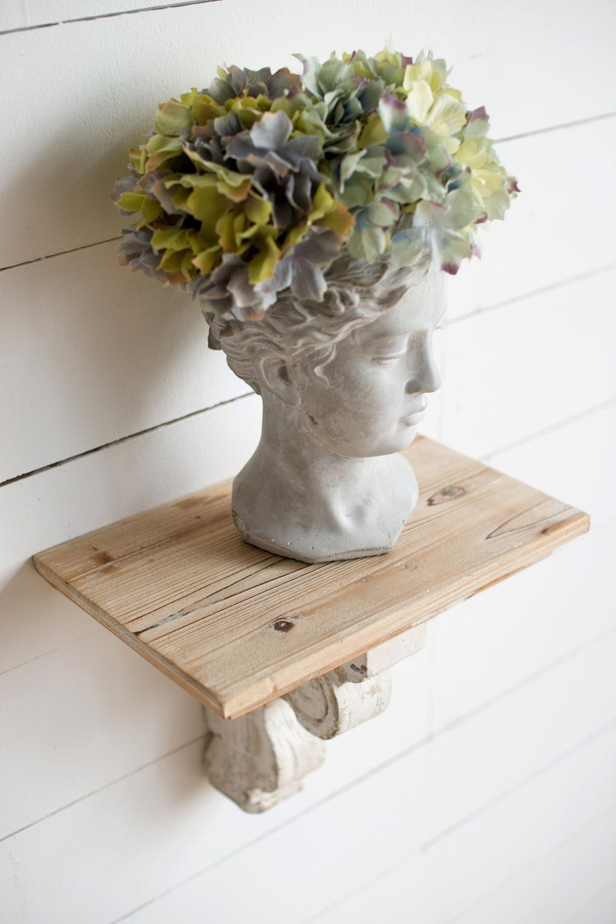 Greek Style Cement Head Planter Indoor Outdoor Home Garden Decor - Gray