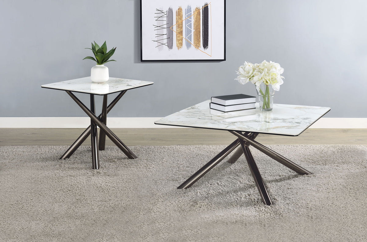 Carvell 2-piece Square Coffee and End Table Set Mirage White