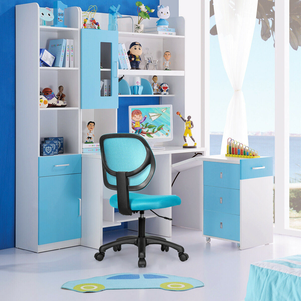 Low-back Computer Task Chair with Adjustable Height and Swivel Casters