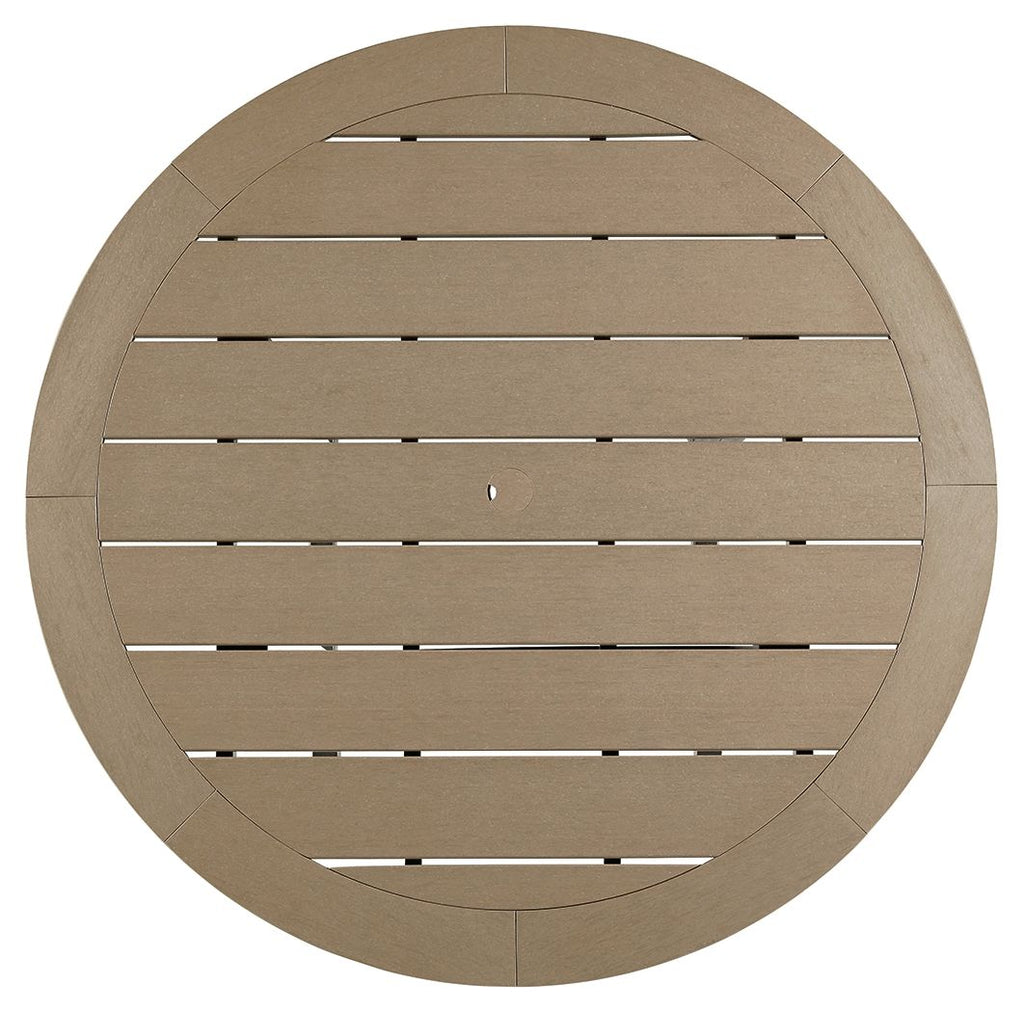 Fairen Trail - Round Bar Table w/Umb OPT - Black / Driftwood