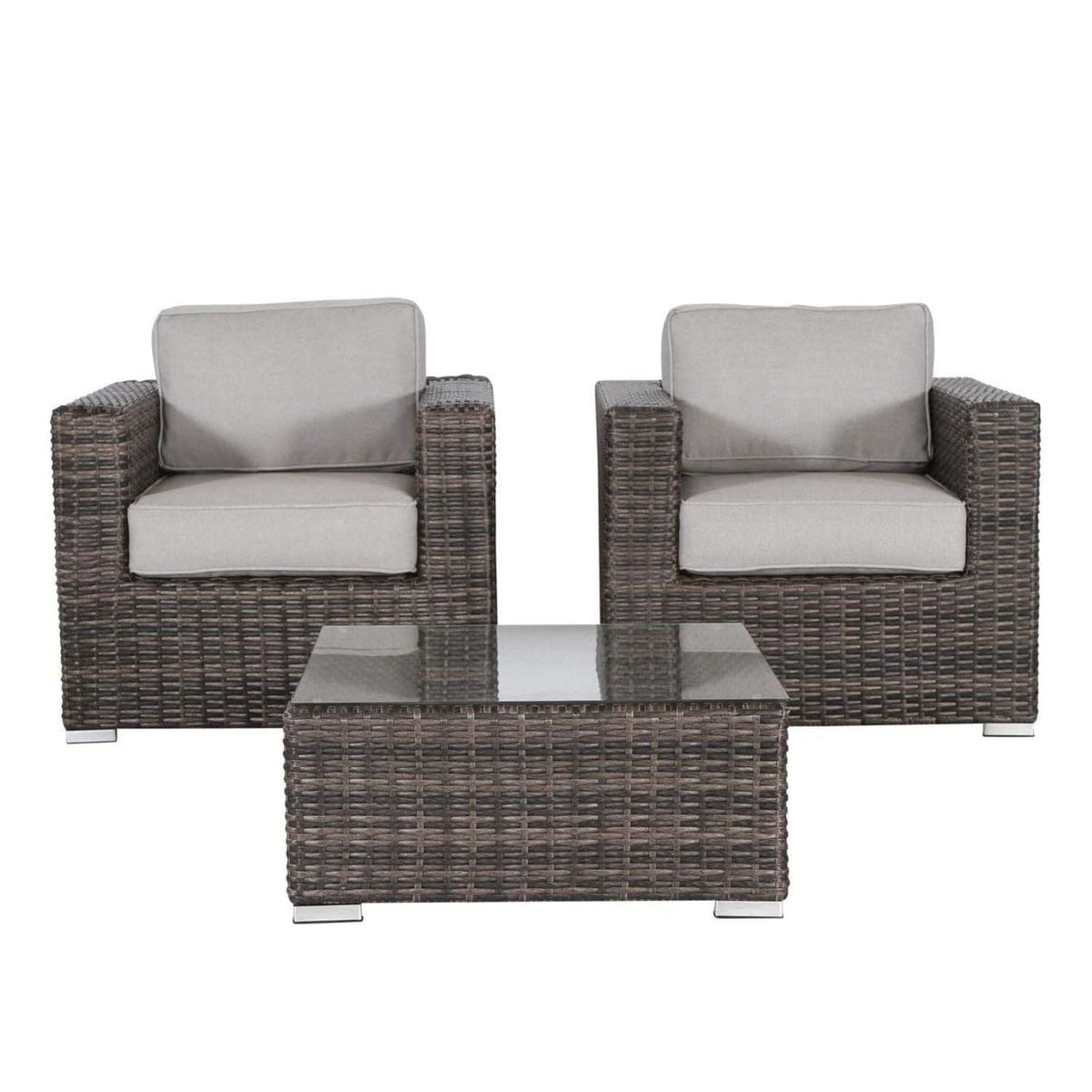 Wicker Seating Group Set With Table And Cushions