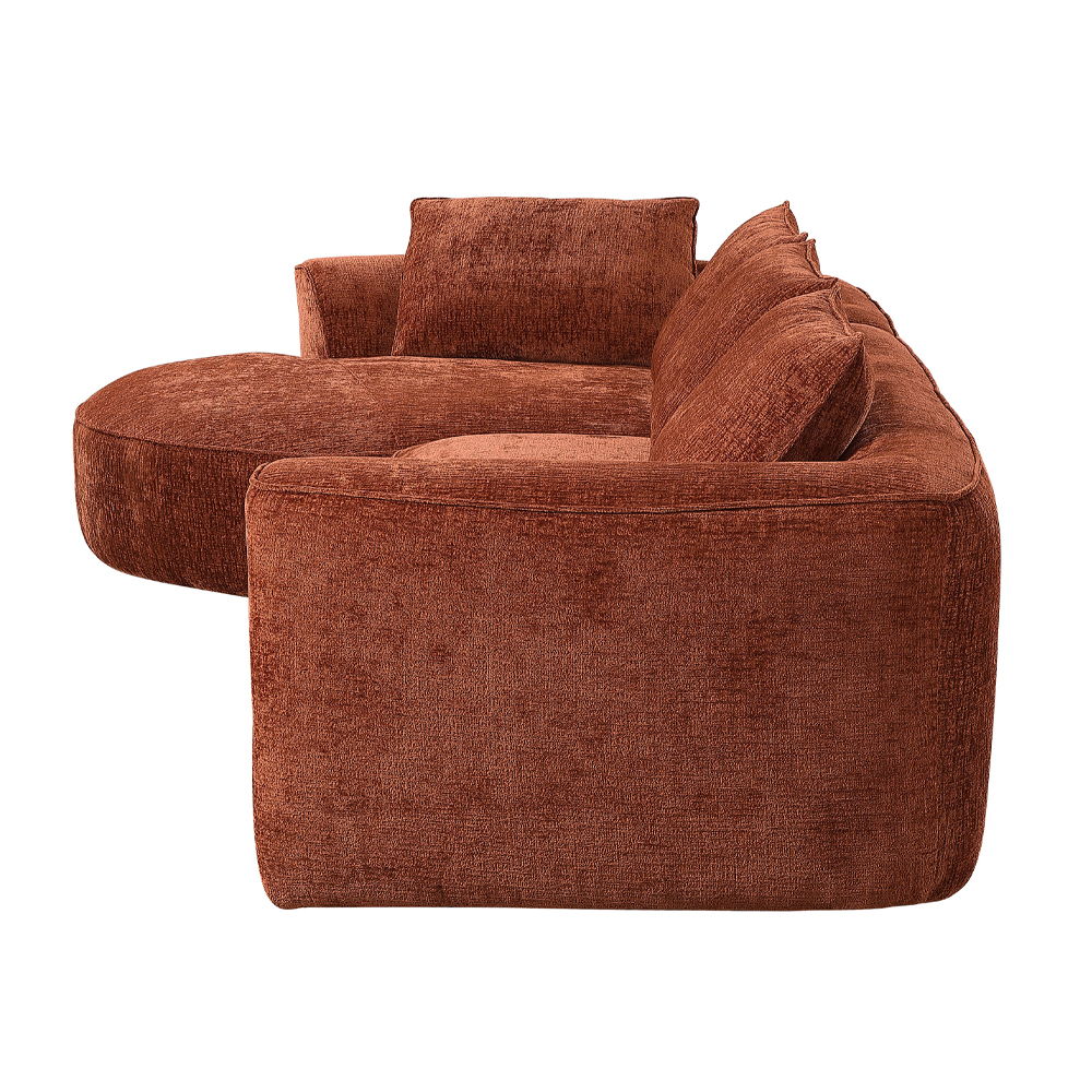 Aceso - Sectional Sofa With 4 Pillows - Rust Brown Chenille