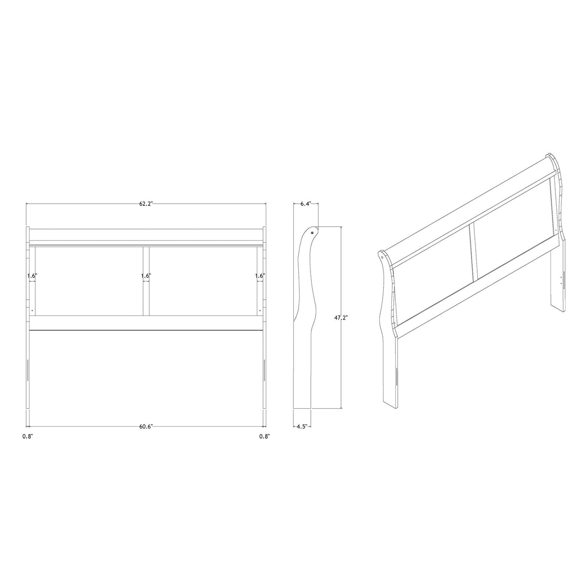 Charlston - Modern Sleigh Design Bed With LED