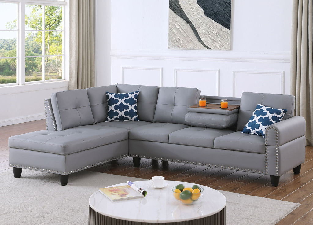 Irine - Sectional Sofa With Ottoman - Gray