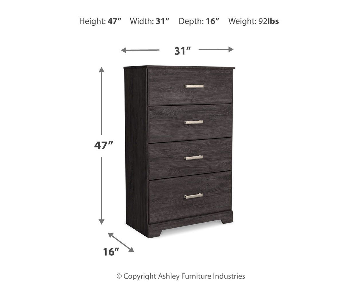 Belachime - Four Drawer Chest - Charcoal