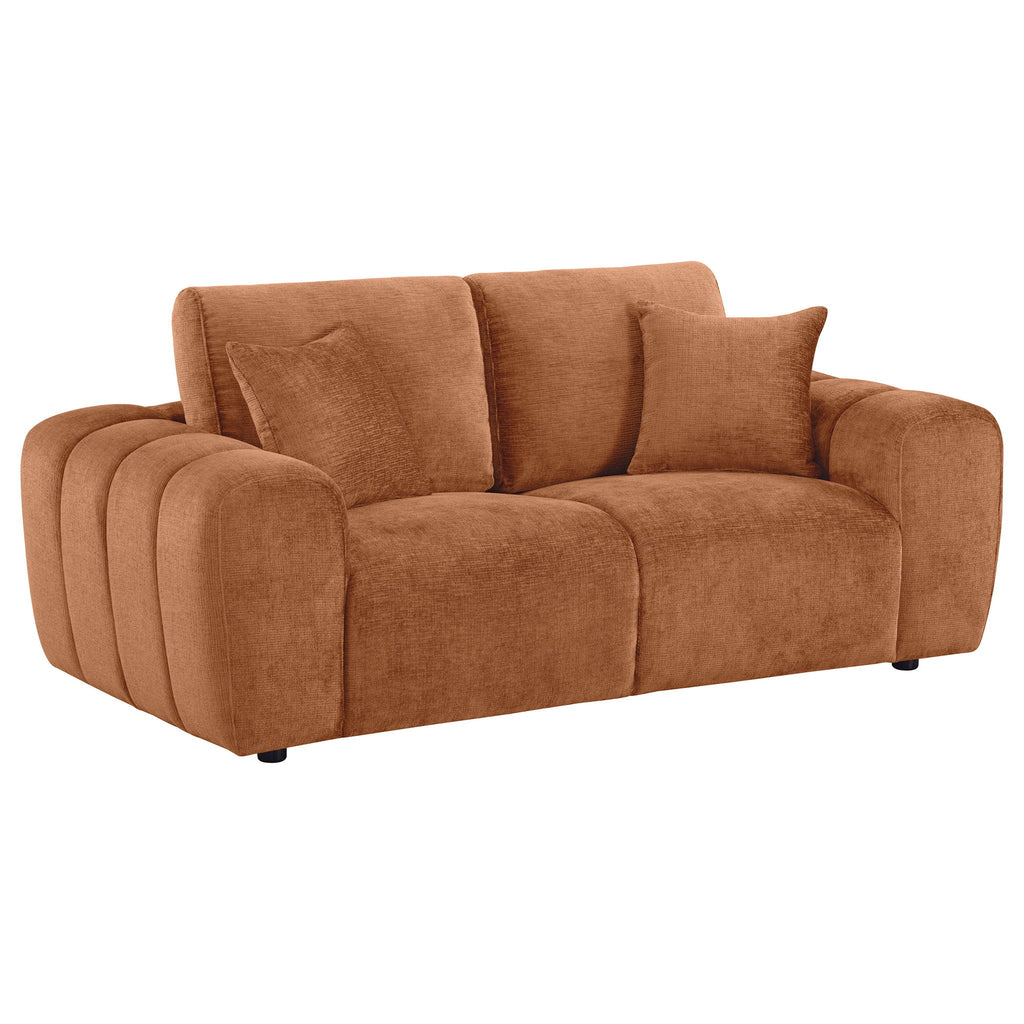 Burnett 3-piece Chenille Upholstered Sofa Set Burnt Orange