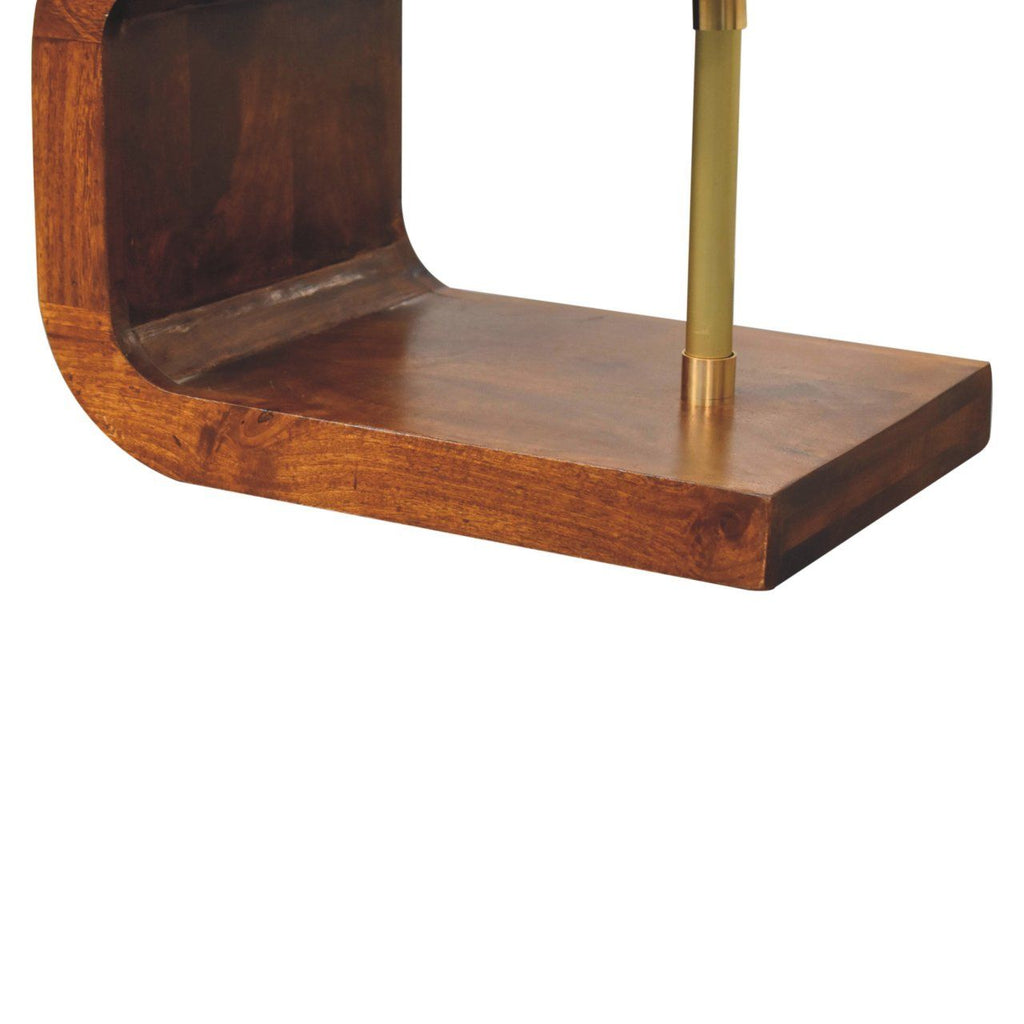 S Curve Brass Bedside Table - Dark Brown