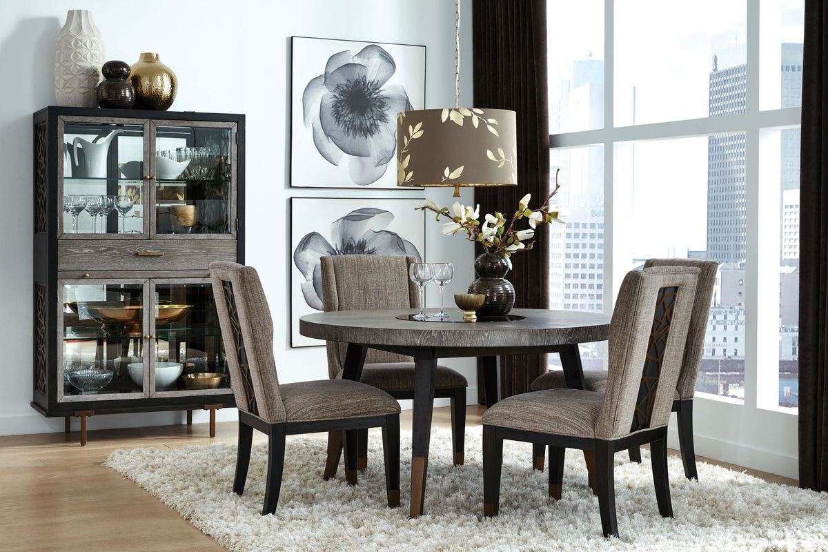 Ryker - Round Dining Table - Nocturn Black And Coventry Gray