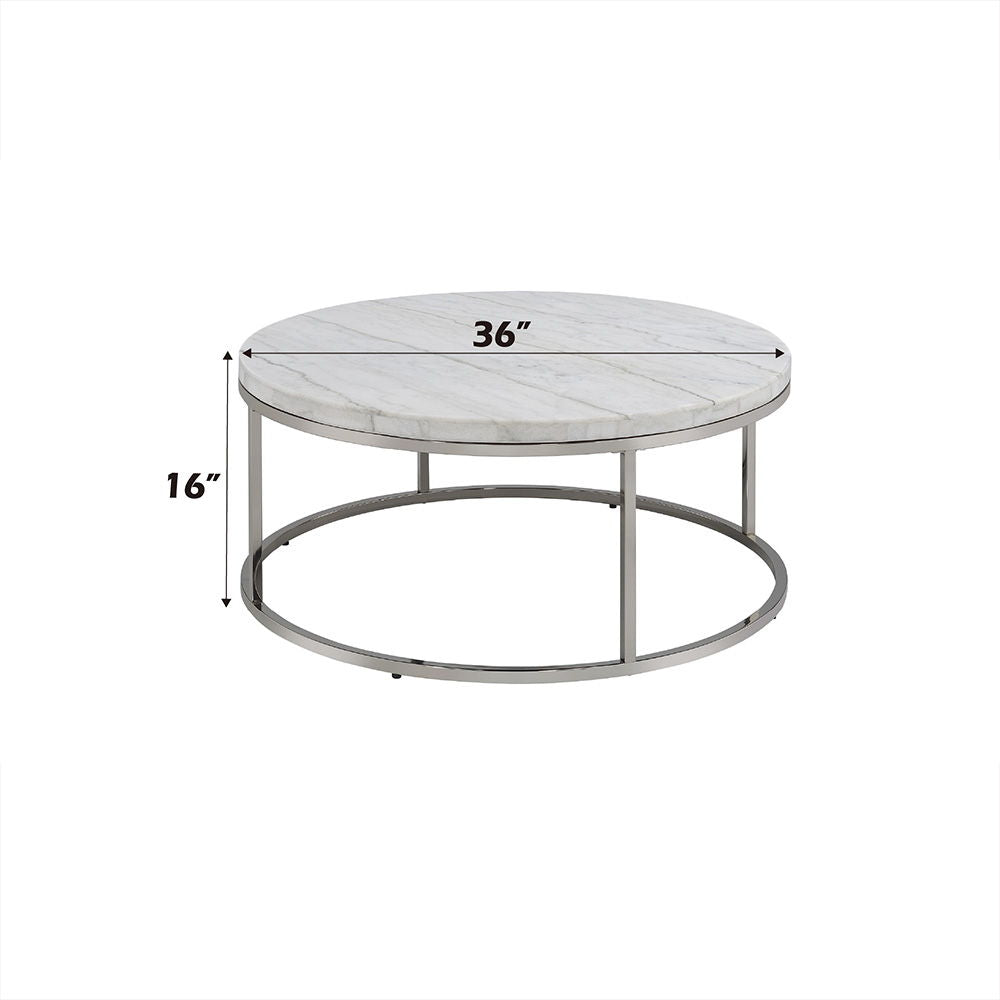 Zaidee - Coffee Table With Marble - Marble Top & Nickel