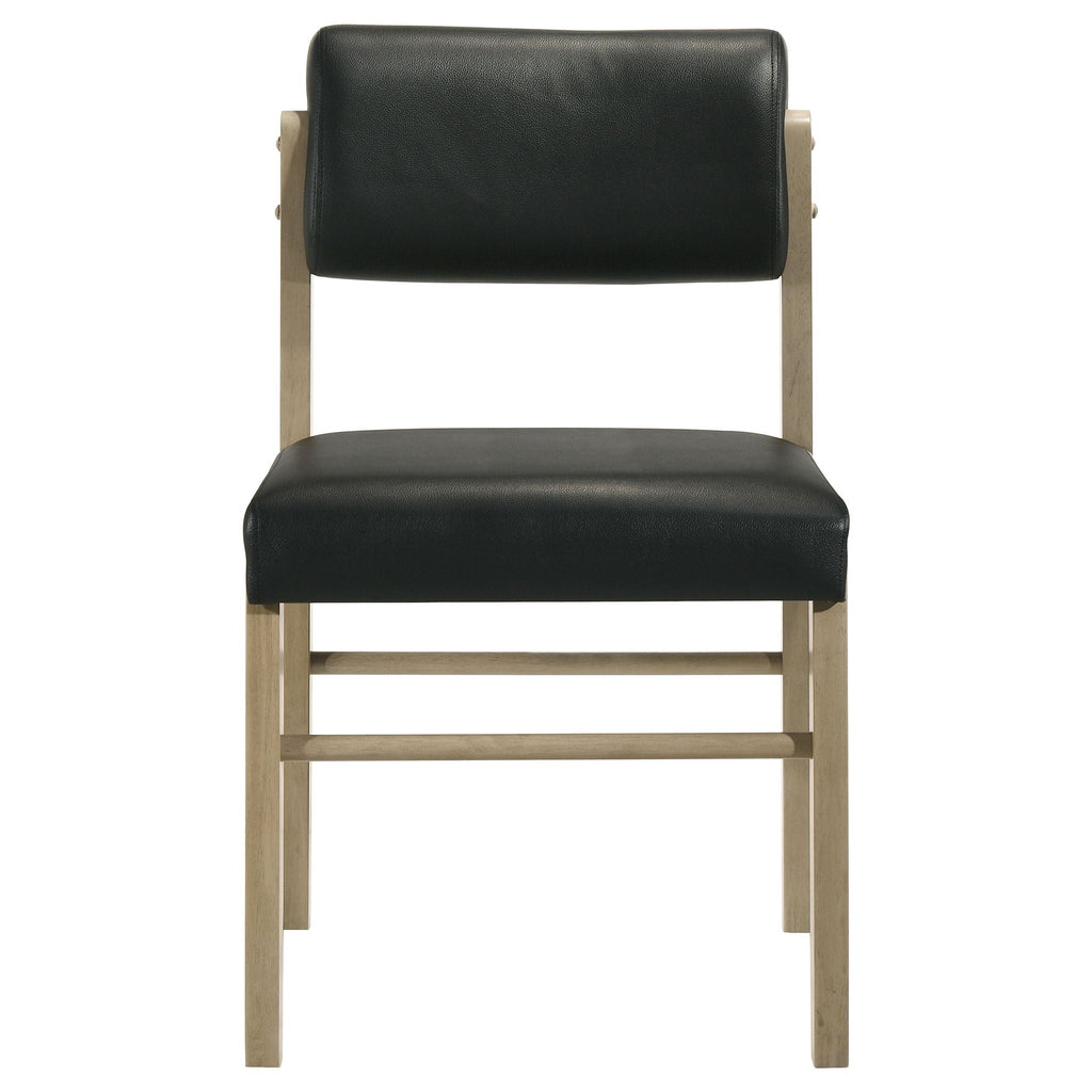 Kehoe Upholstered Dining Side Chair Black and Natural Oak (Set of 2)