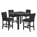 5 Piece Counter Height Dining Set With Table, Tufted Nail Head Chairs - Black