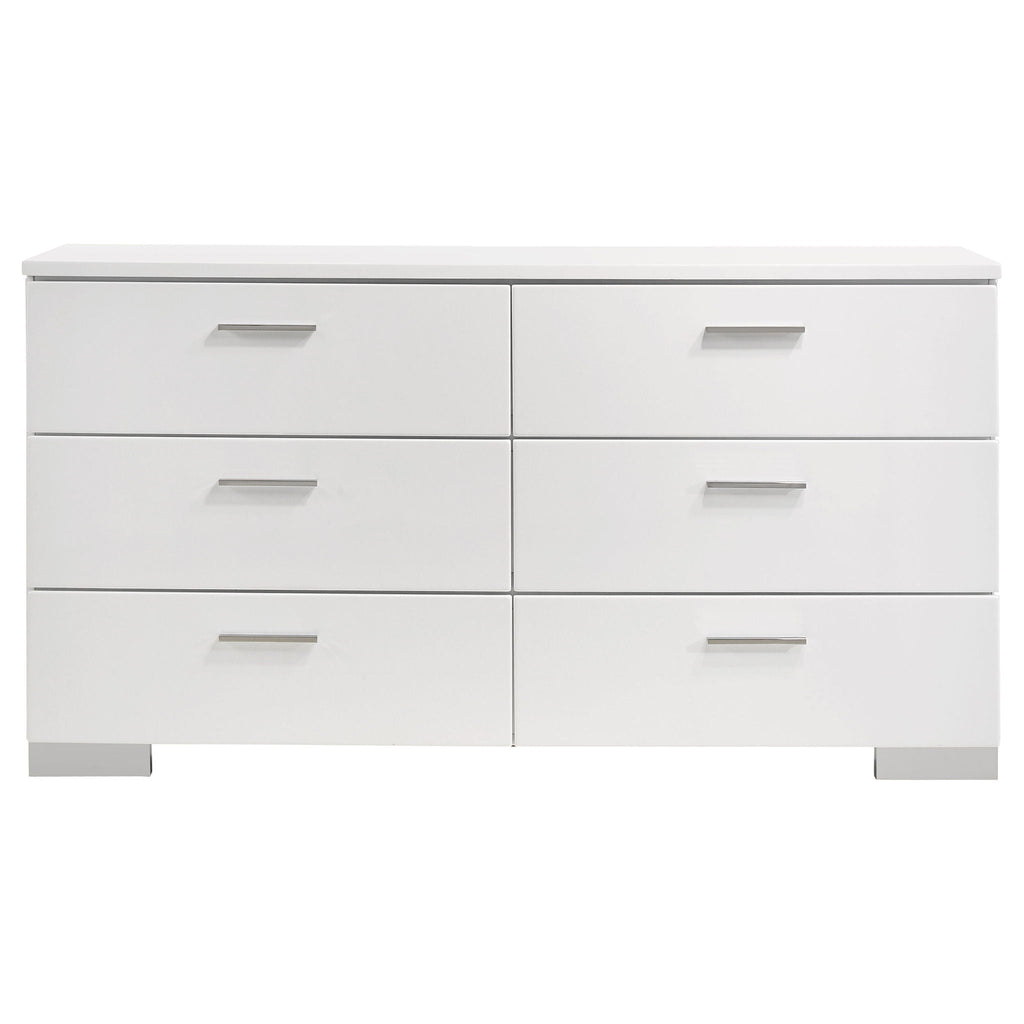 Felicity 6-drawer Dresser White High Gloss