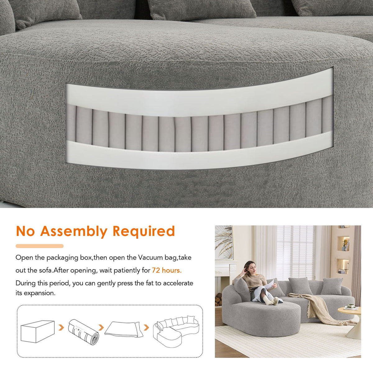 Combined Sofa With 4 Pillows