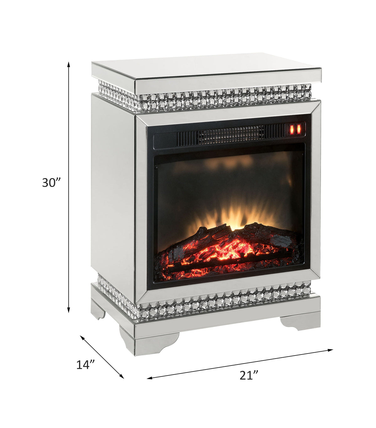 Lotus - Fireplace - Mirrored & Faux Ice Cube Crystals