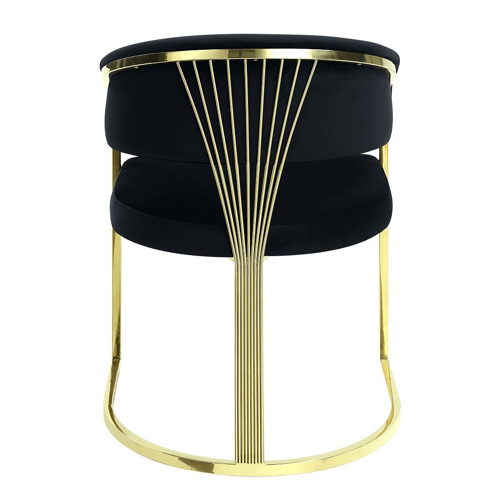 Fallon - Side Chair - Black Velvet & Mirrored Gold