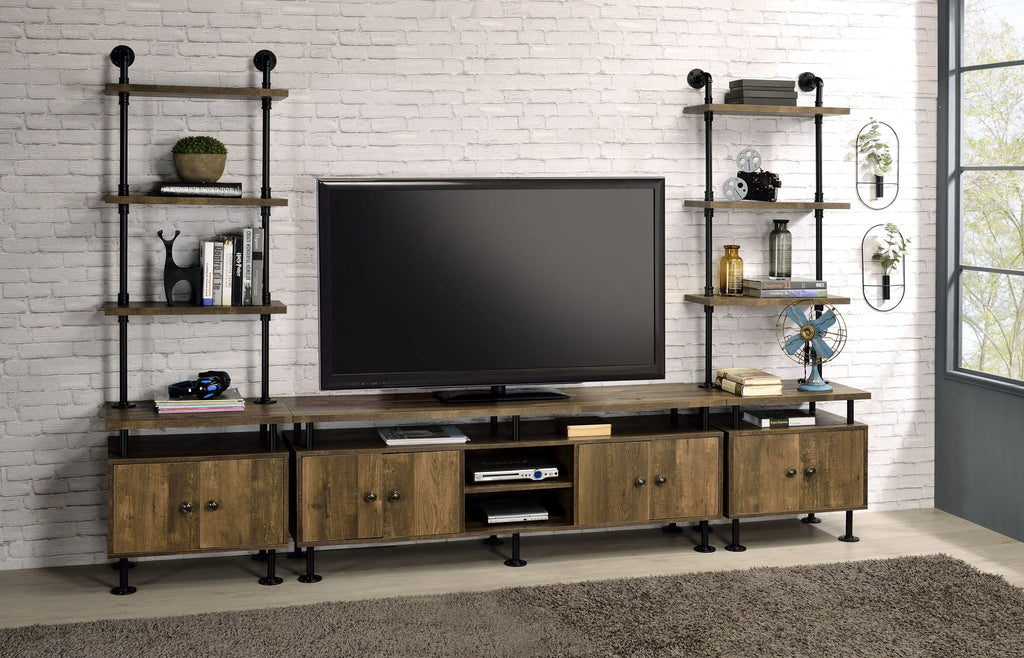 Ensata II - TV Stand Side Pier - Rustic Oak & Black
