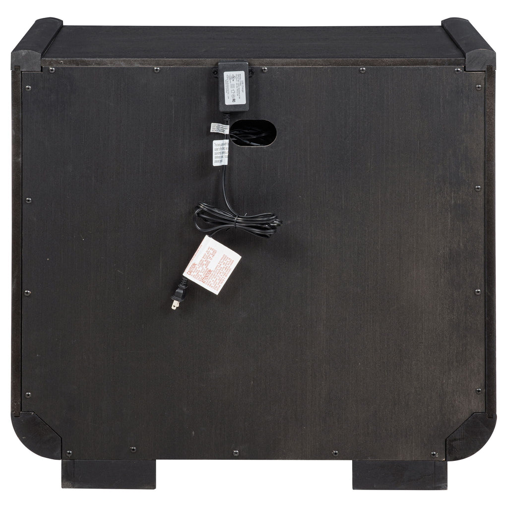 Leandro 2-drawer LED Nightstand with USB Burnished Black