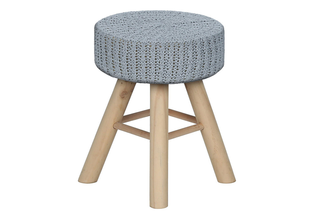 Ottoman, Pouf, Footrest, Foot Stool, Round, Natural Wood Legs, Contemporary, Modern