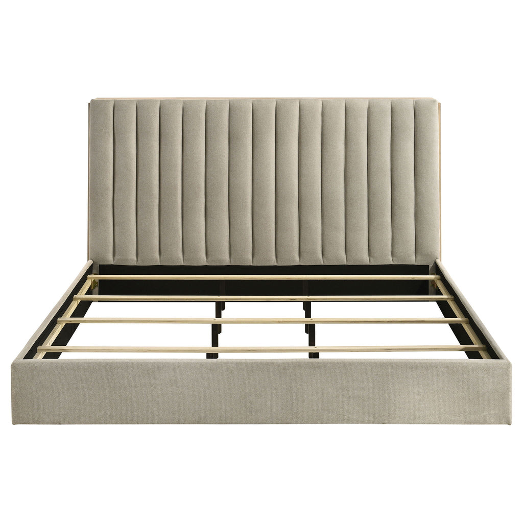 Arielle Eastern King Bookcase Panel Storage Bed Light Oak