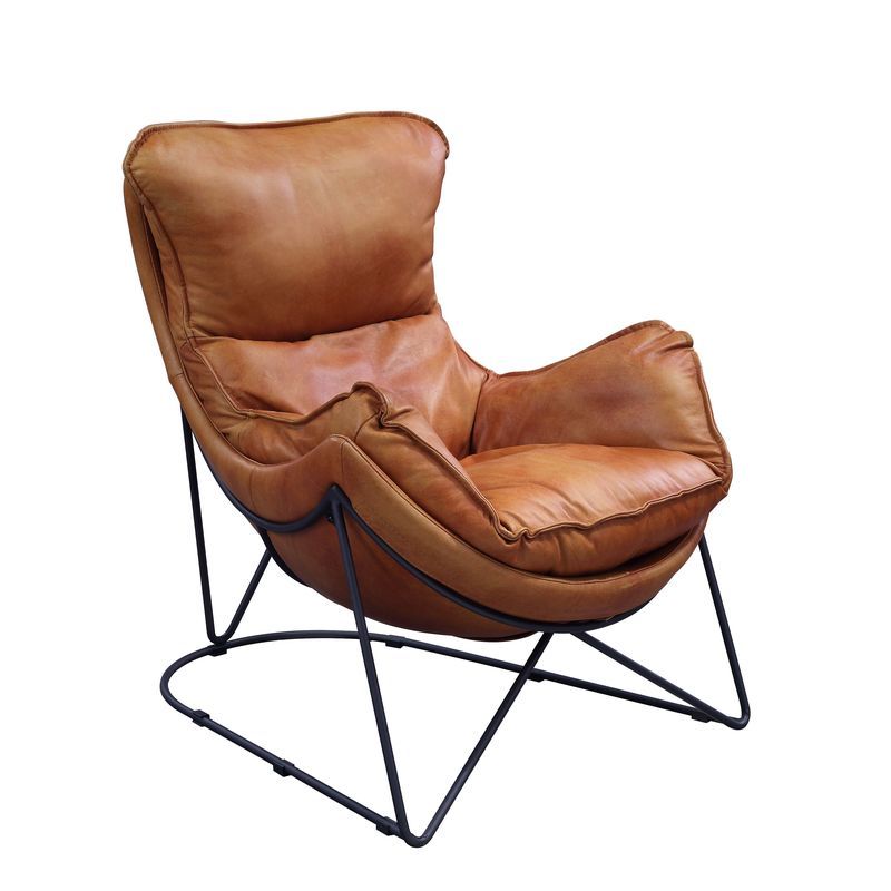 Thurshan - Accent Chair - Aperol Top Grain Leather & Black