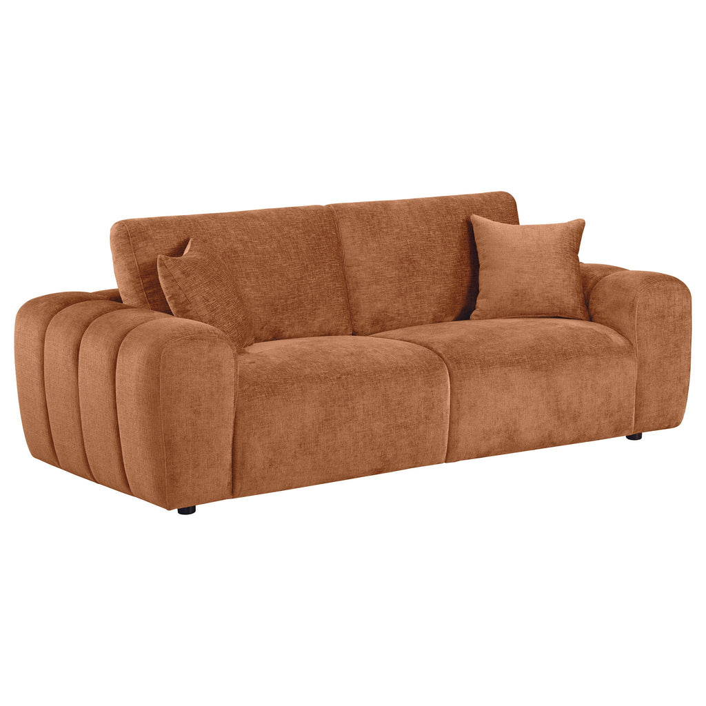 Burnett 2-piece Chenille Upholstered Sofa Set Burnt Orange