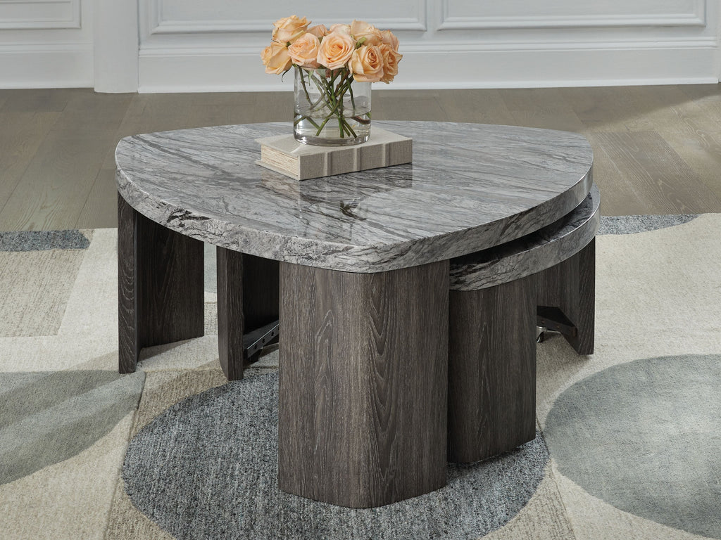 Surmour - Stacked Cocktail Table - Gray / Brown