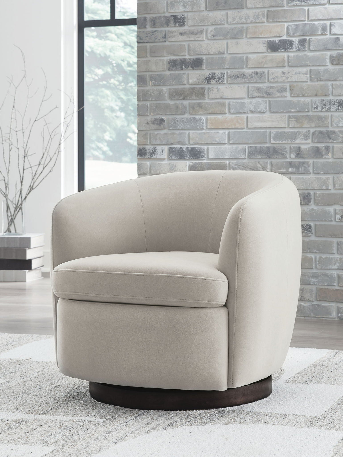 Annbury - Swivel Accent Chair - Light Beige
