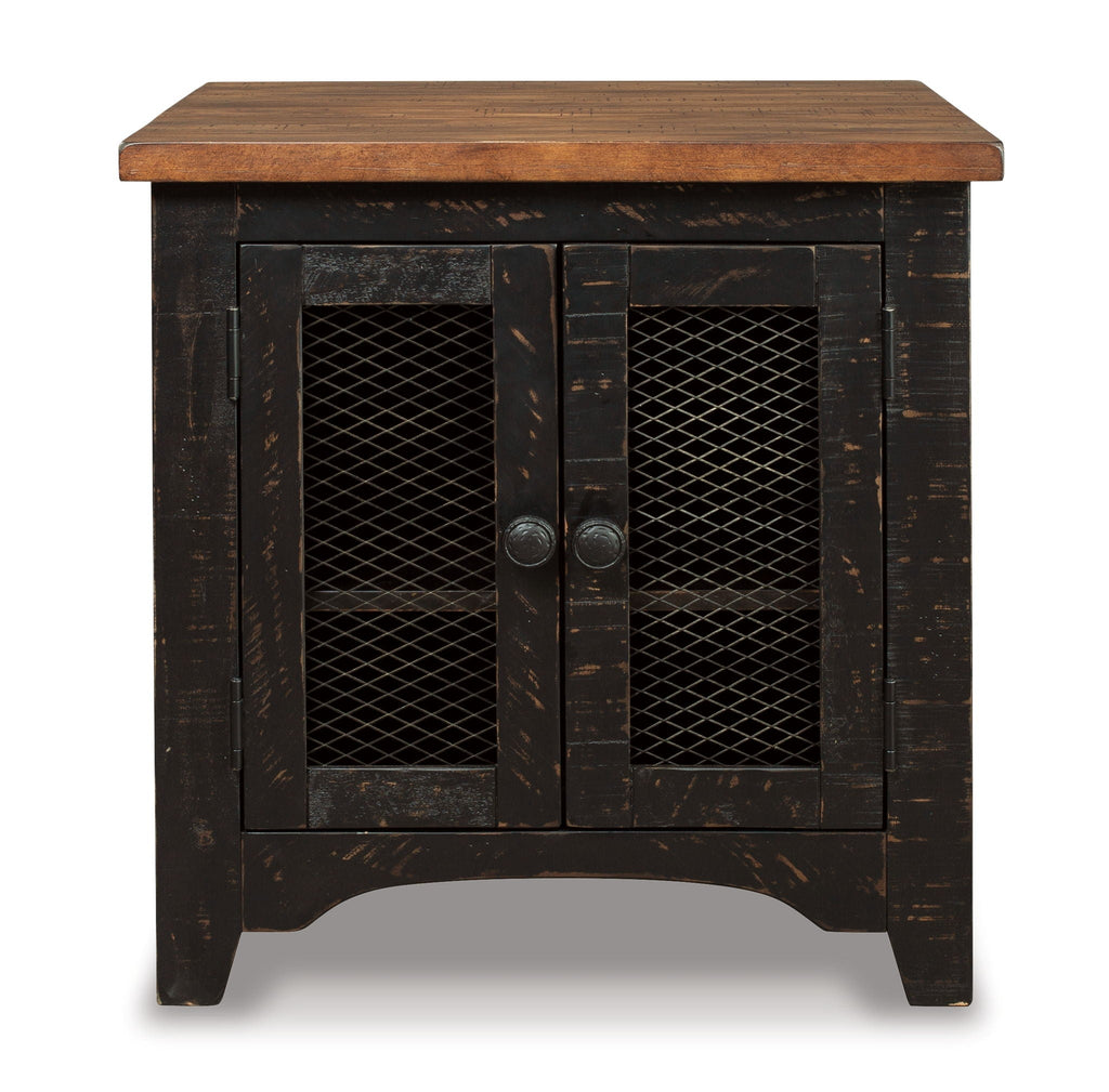 Valebeck - Rectangular End Table - Black / Brown
