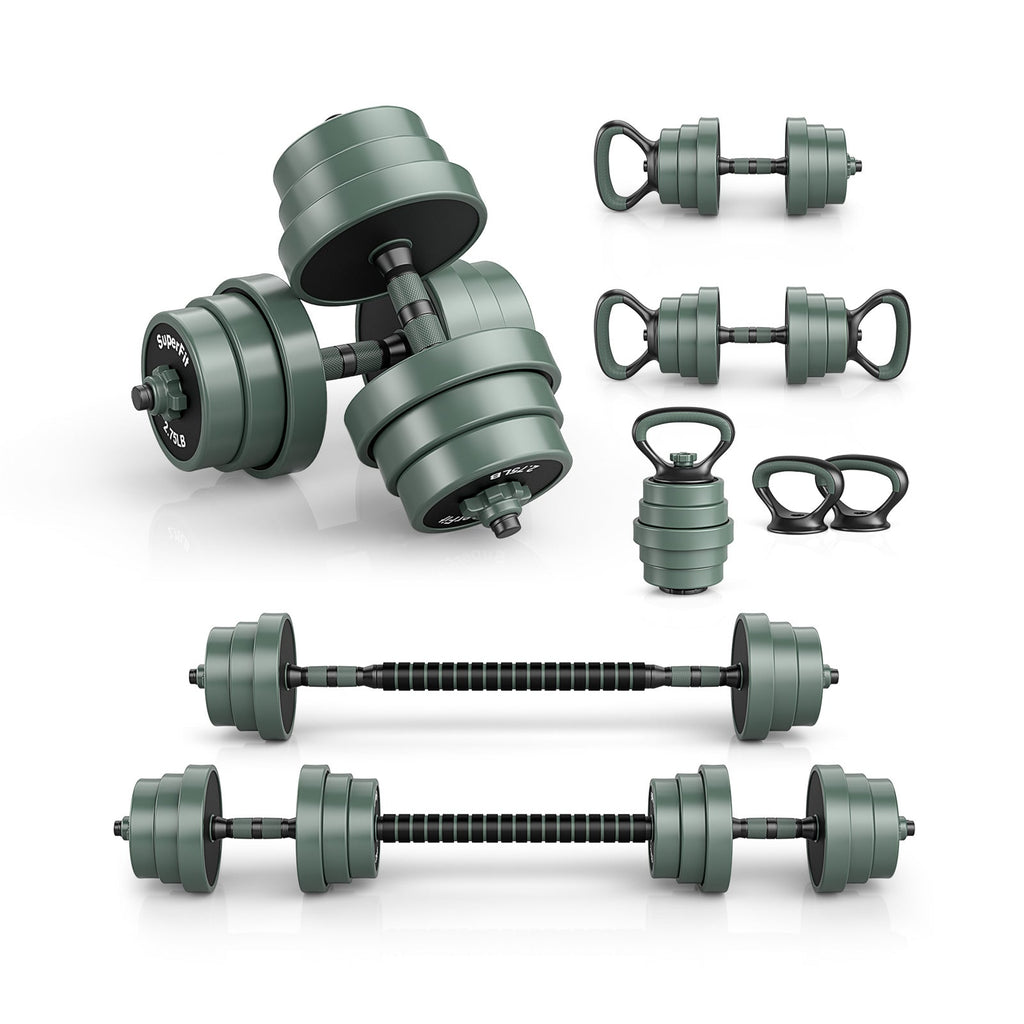 Adjustable Weight Dumbbell Set with Connector-Black & Gray