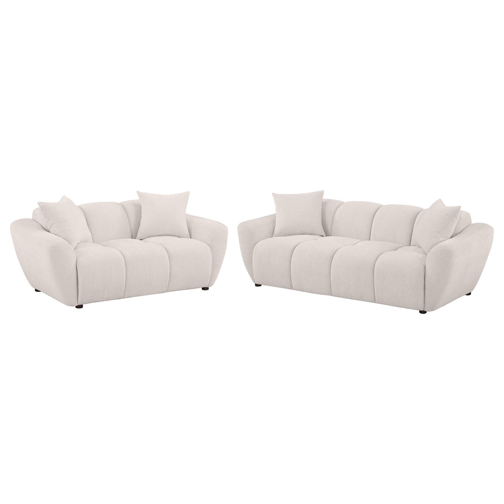 Destino 2-piece Chenille Splayed Arm Sofa Set Greige