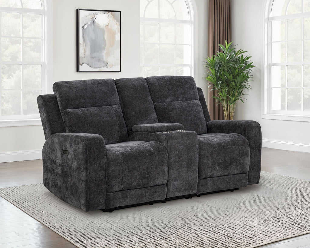 Kennett Chenille Upholstered Power Reclining Loveseat Grey