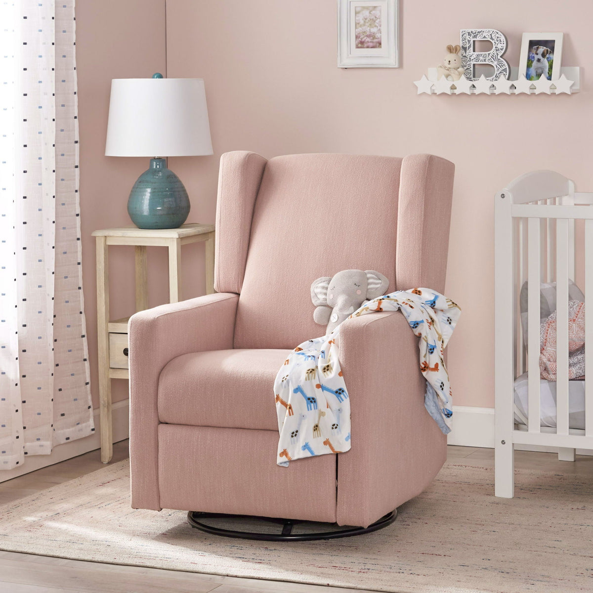 Landau Contemporary Fabric Upholstered Swivel Recliner