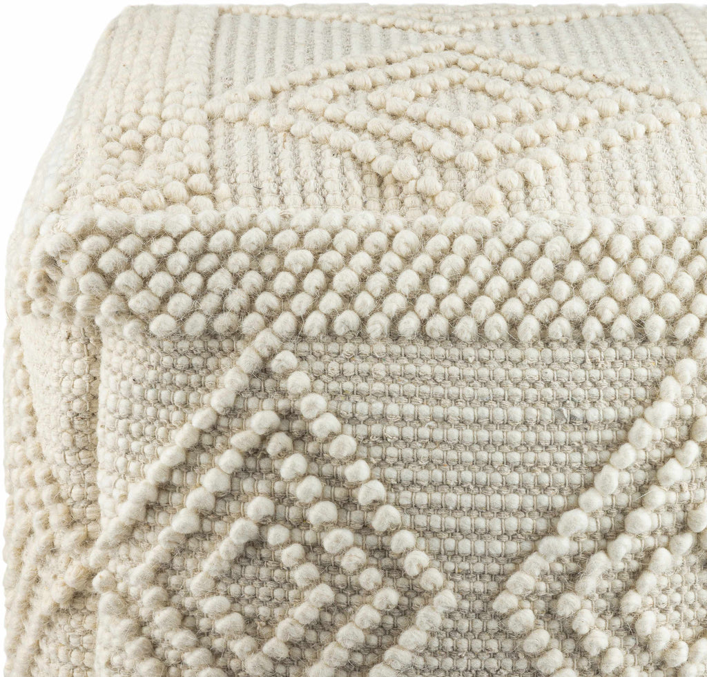 Aveley Beige Cotton Knitted Pouf