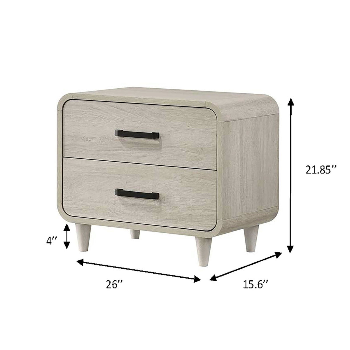 Nightstand With 2 Drawers, Ample Storage Space - Antique White