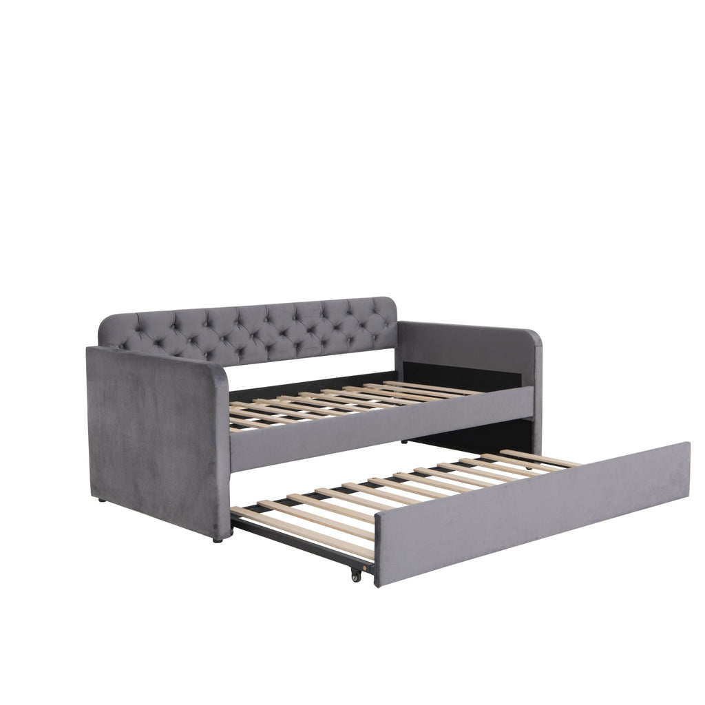 Upholstered Daybed With Trundle And USB Charging Design