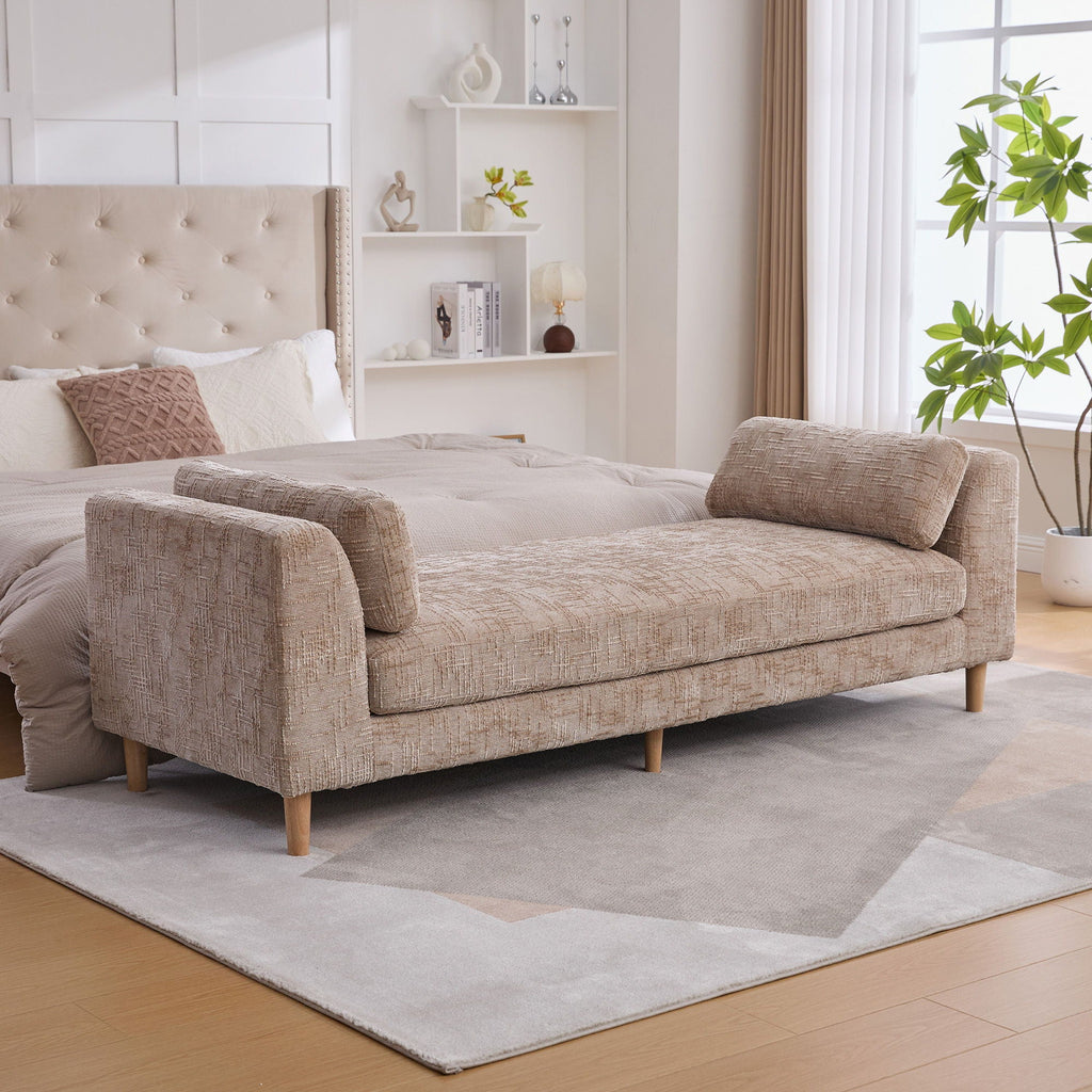 Modern Upholstered End Of Bed Bench With Armrests